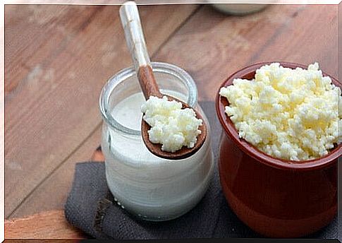 Kefir on a spoon