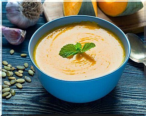 Delicious bowl of pumpkin soup