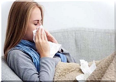 A woman with the flu