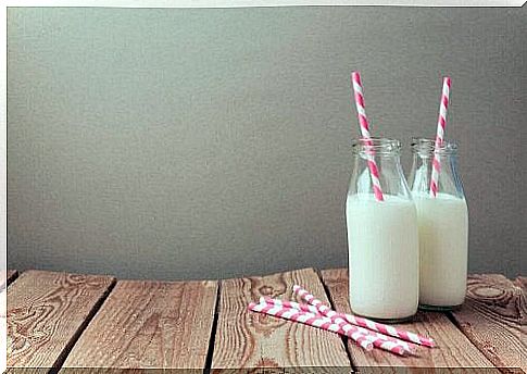 Milk bottles with straws