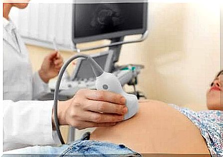 A woman undergoing an ultrasound