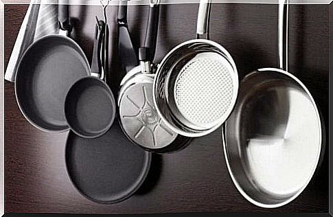 Pans on a rack