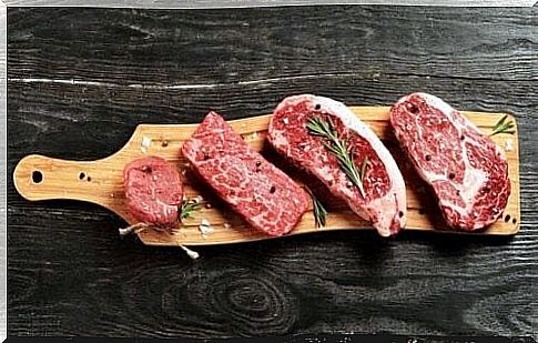 Meat on a wooden board