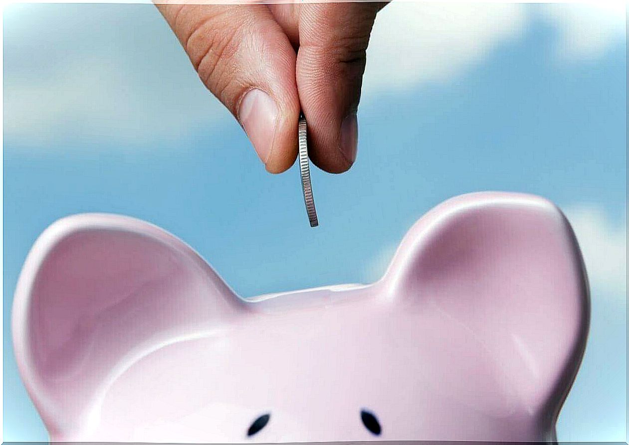 Save money by keeping it in a piggy bank