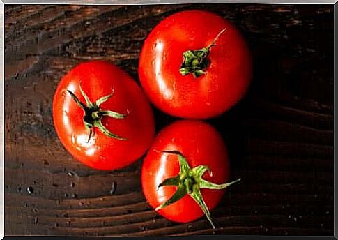 Tomatoes on a wooden board