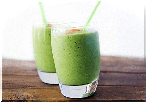 A green smoothie with avocado